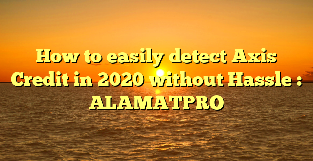 How to easily detect Axis Credit in 2020 without Hassle : ALAMATPRO